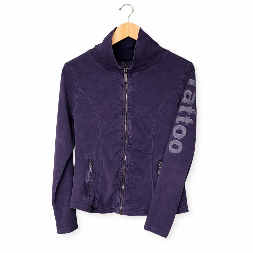 Women's Y2K Tattoo Fitted Zip-Up Athletic Top XL